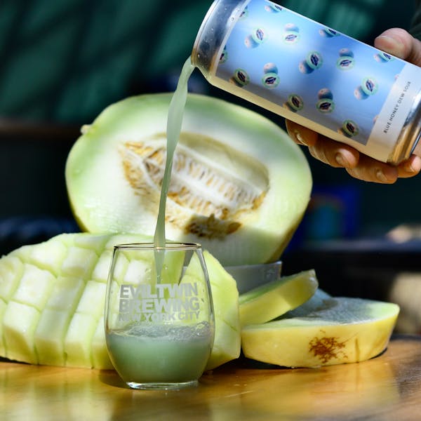 melon beer with blue and green hues