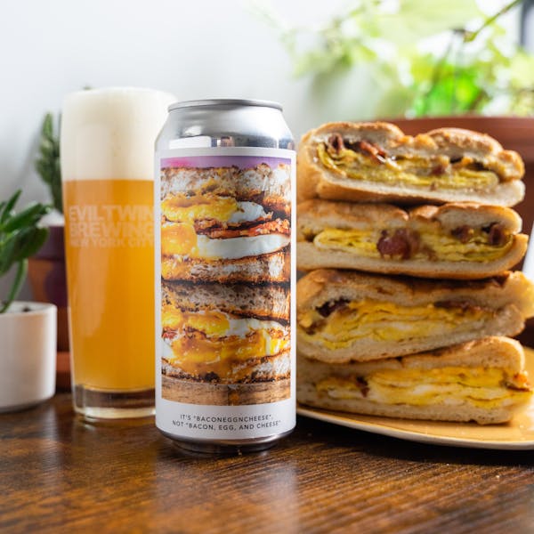 bacon egg and cheese with beer