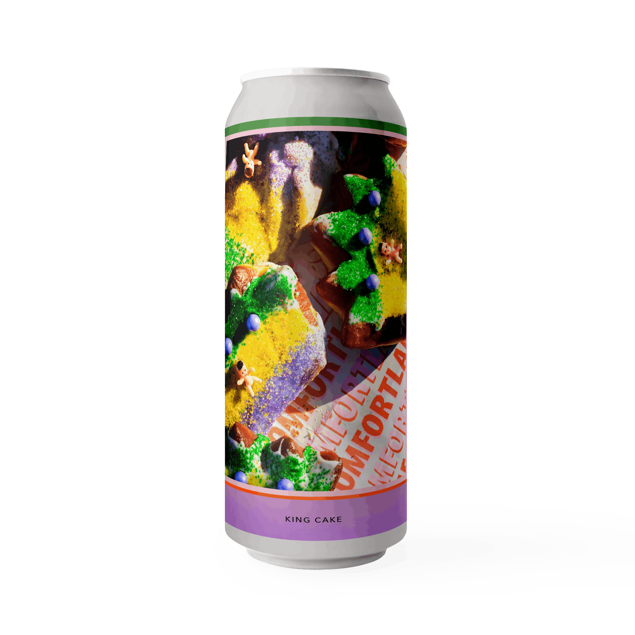 mockup of king cake stout can