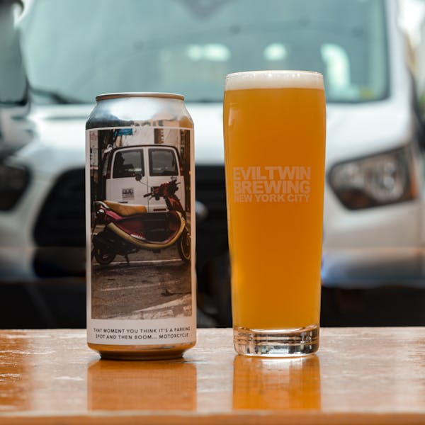 parking motorcycle and car beer on table