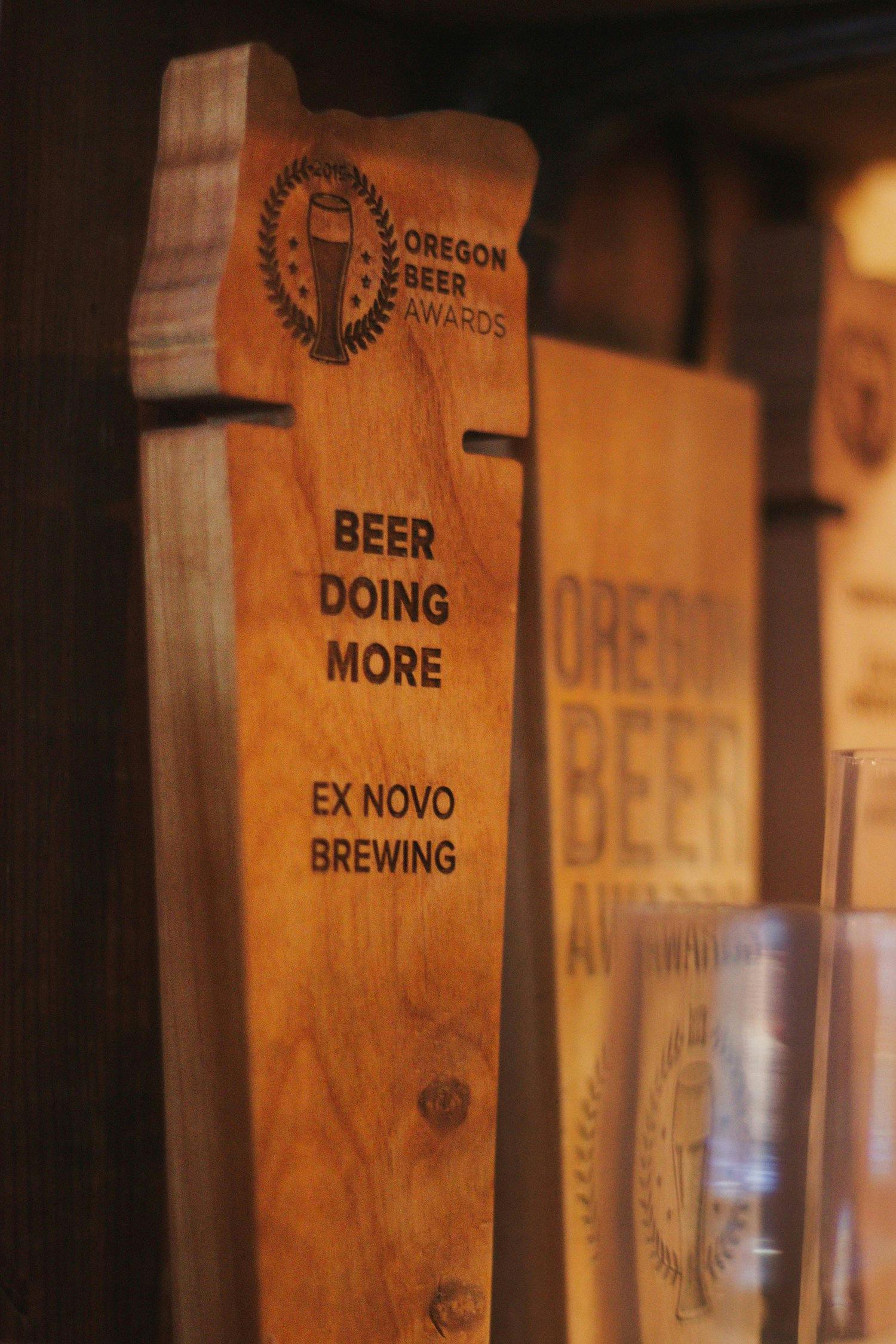wooden tap handles at Ex Novo brewing