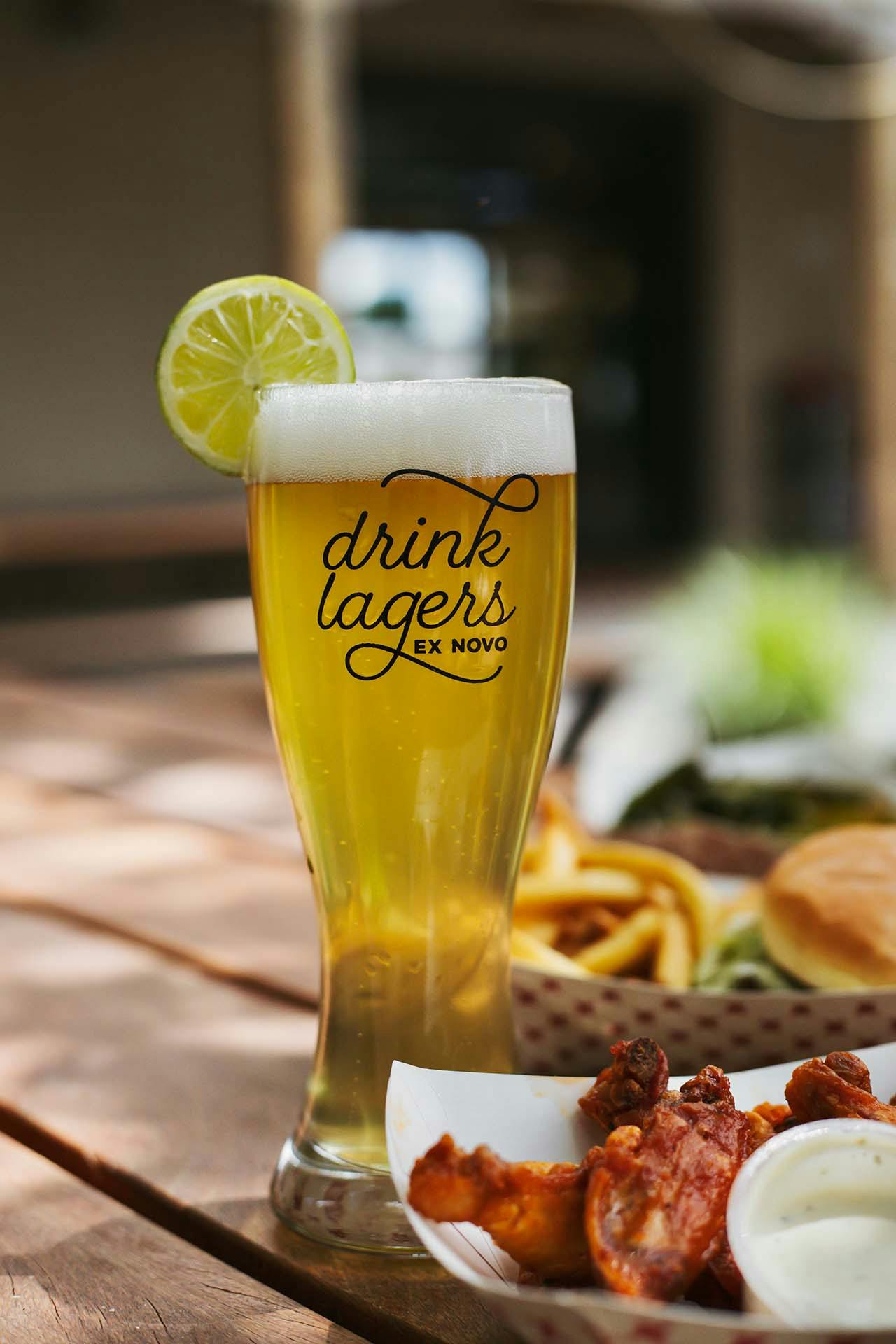 Taproom7 Pint glass of beer with sandwich
