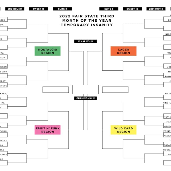 Third Month of the Year Temporary Insanity Member Beer Bracket