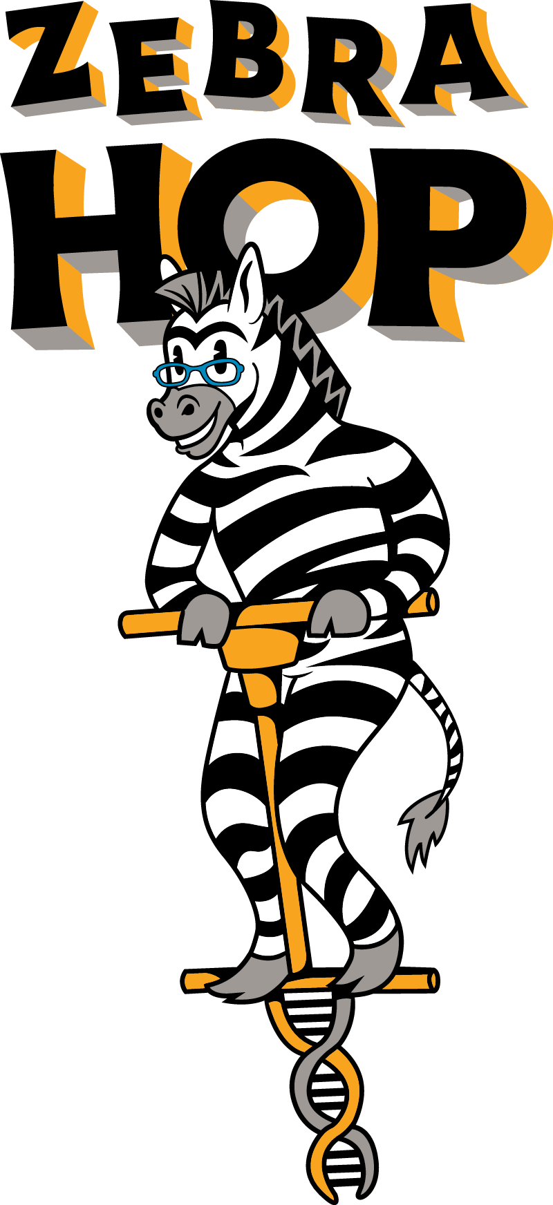 Zebra Hops logo with a zebra hopping 