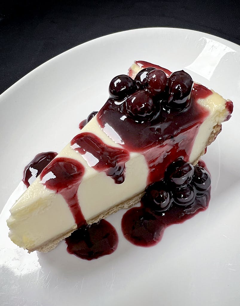 Cheesecake with Blueberry Syrup