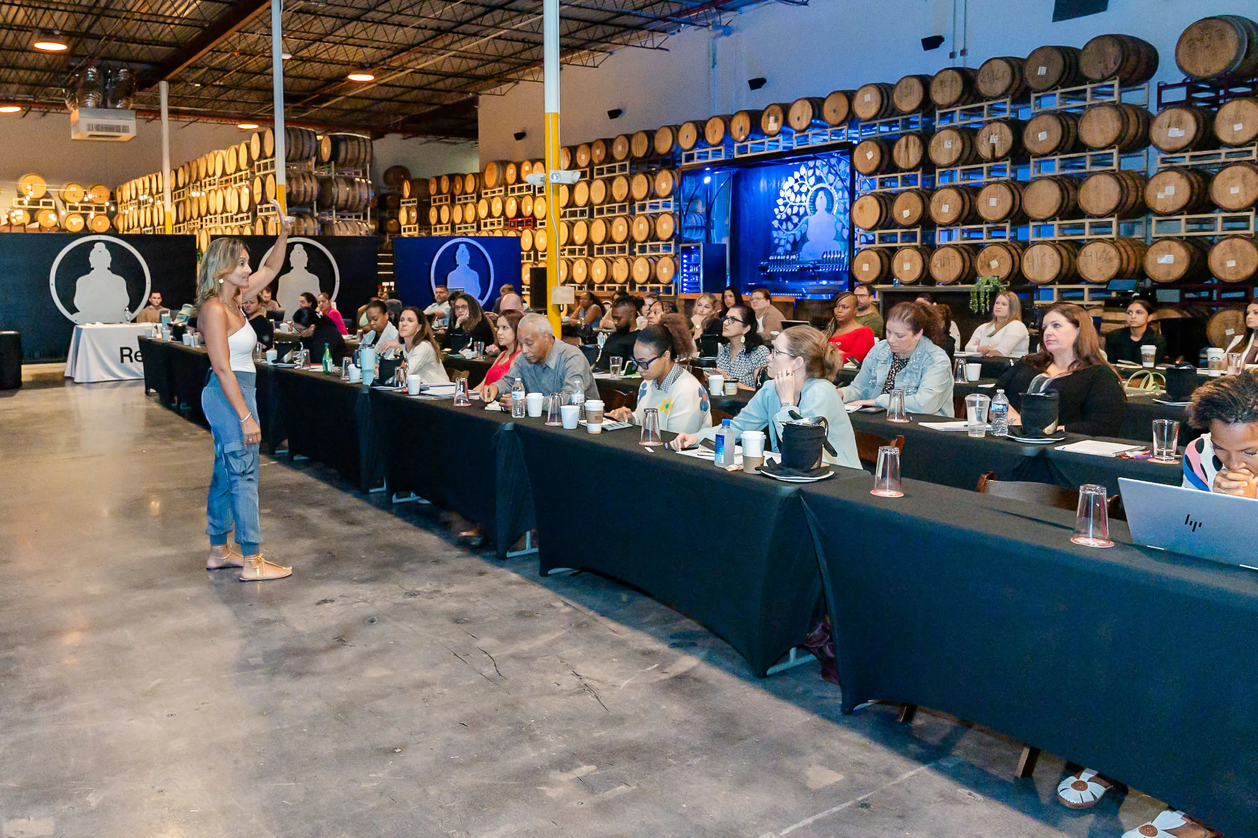 Corporate event in barrel room