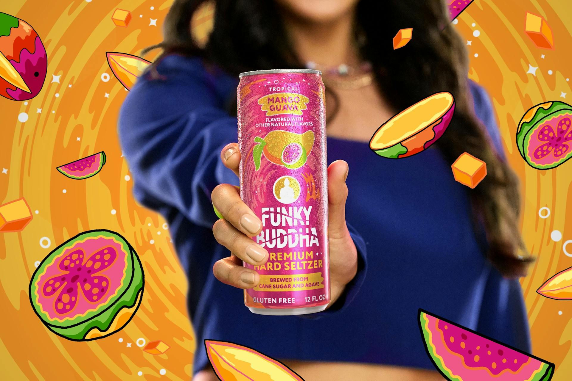 headerimage Funky Buddha Seltzer - woman with can in hand