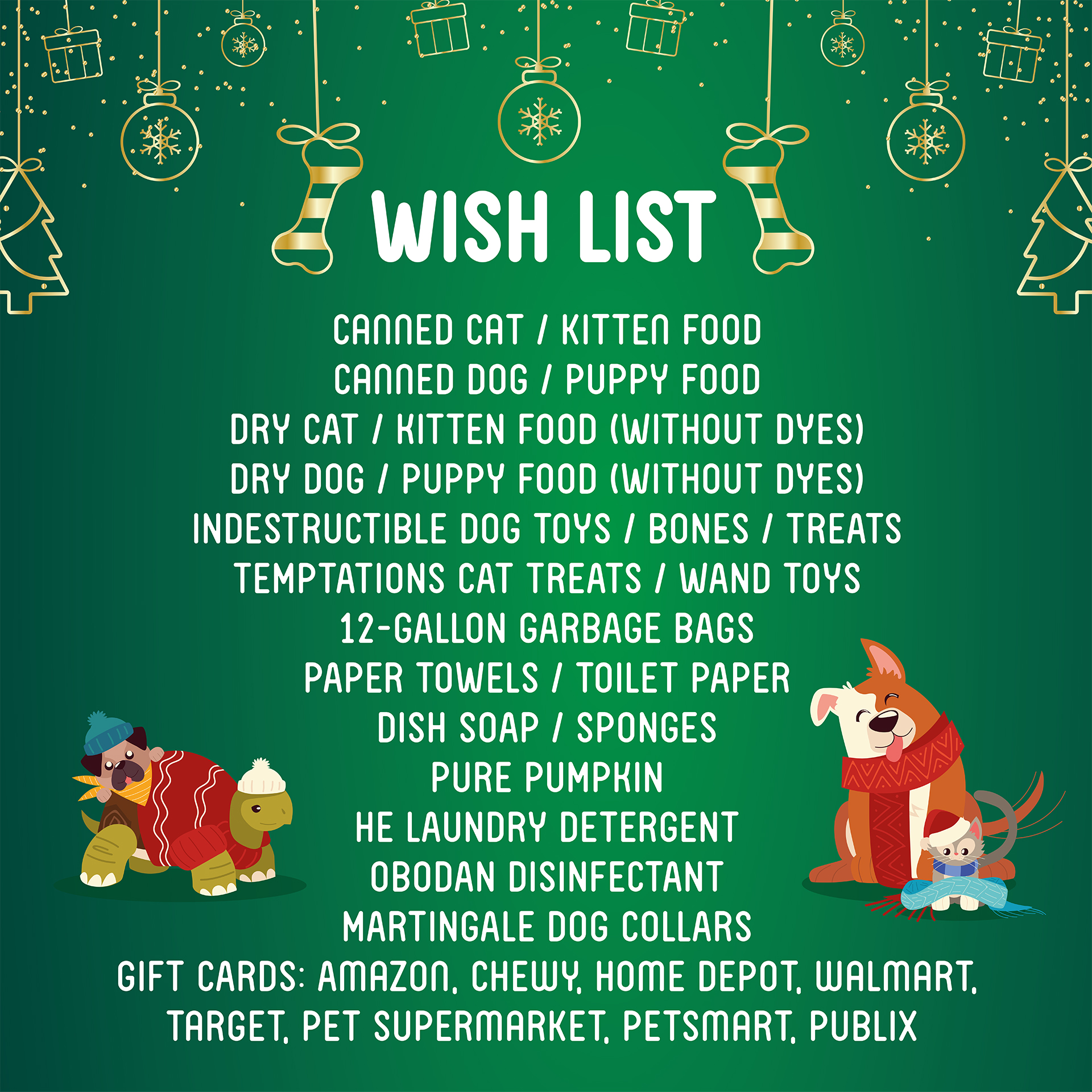 Pet Drive Wish List
