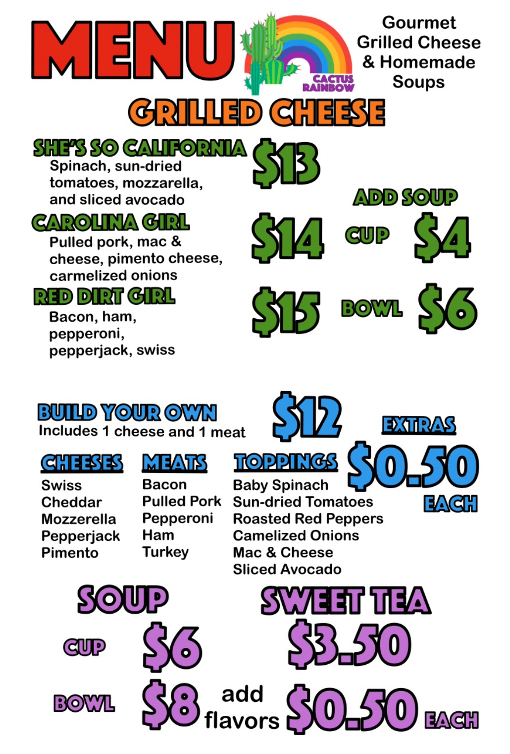 Cactus Rainbow menu