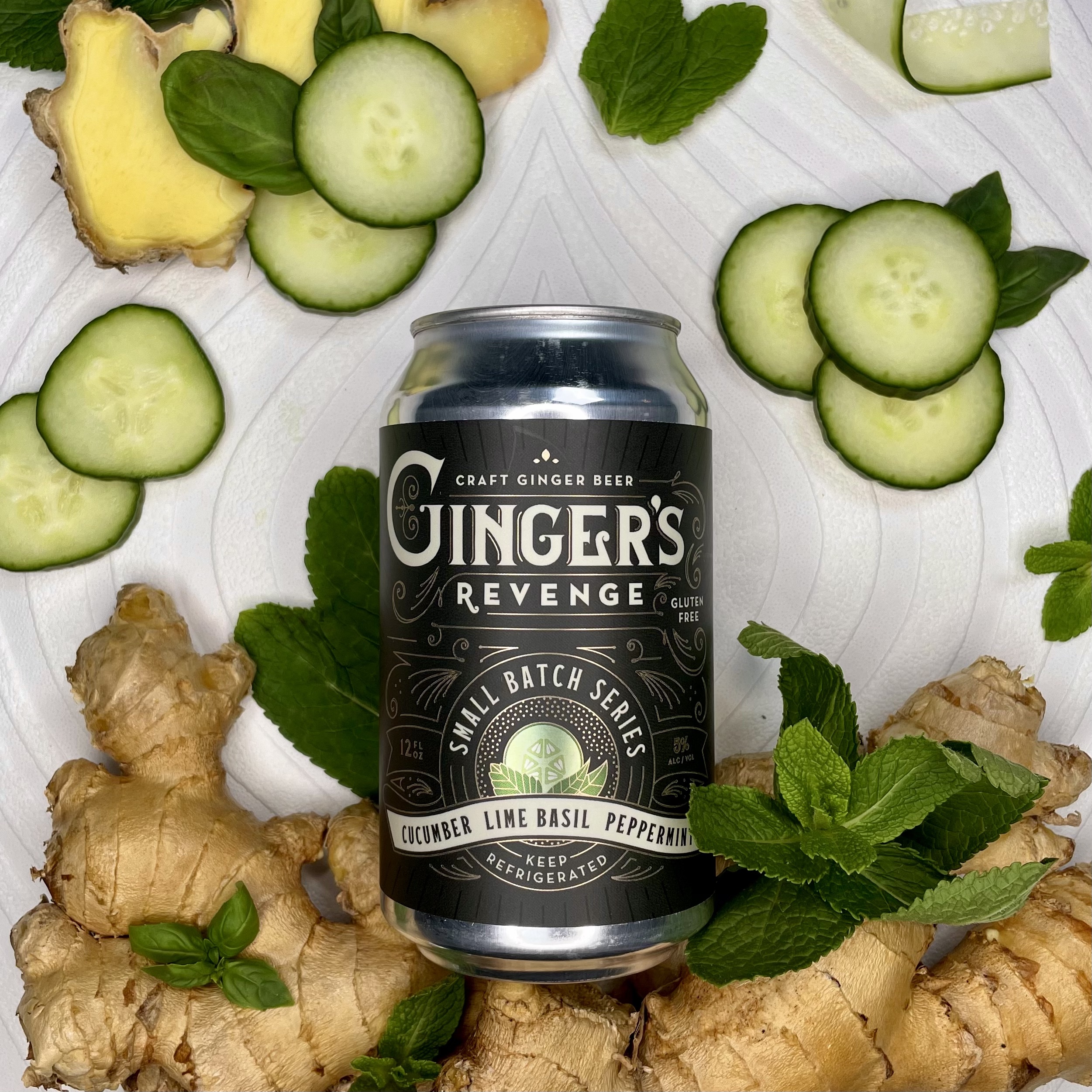Cucumber Lime Basil Peppermint Flatlay Square