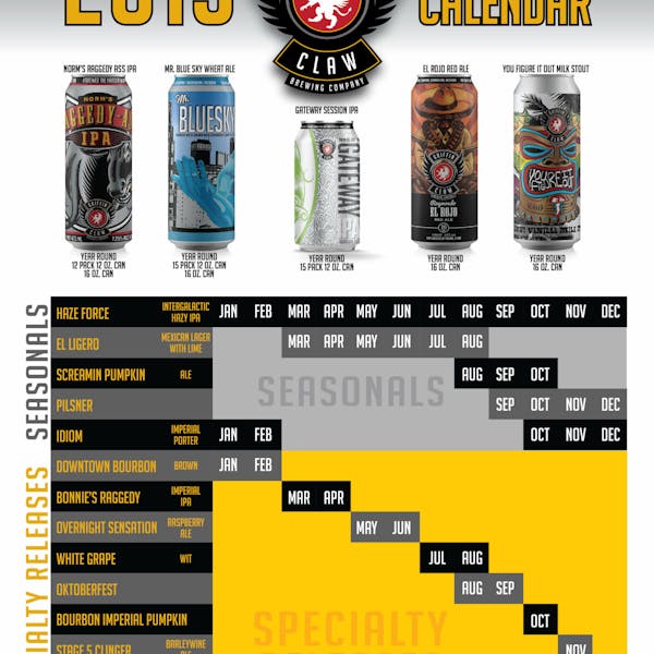 Griffin Claw Reveals 2019 Beer Release Calendar Along with New  Packages