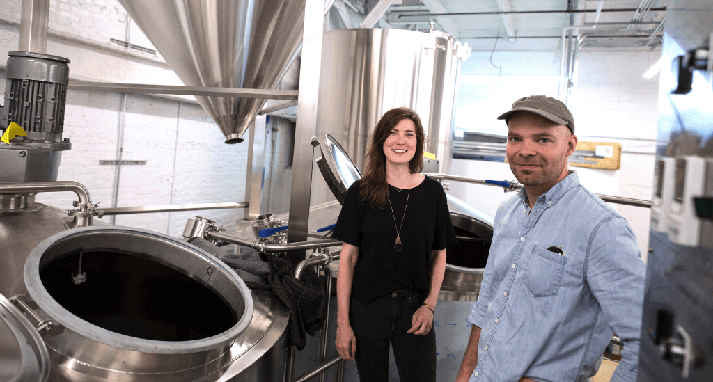 owners Joe and Lauren on the Brewhouse Deck