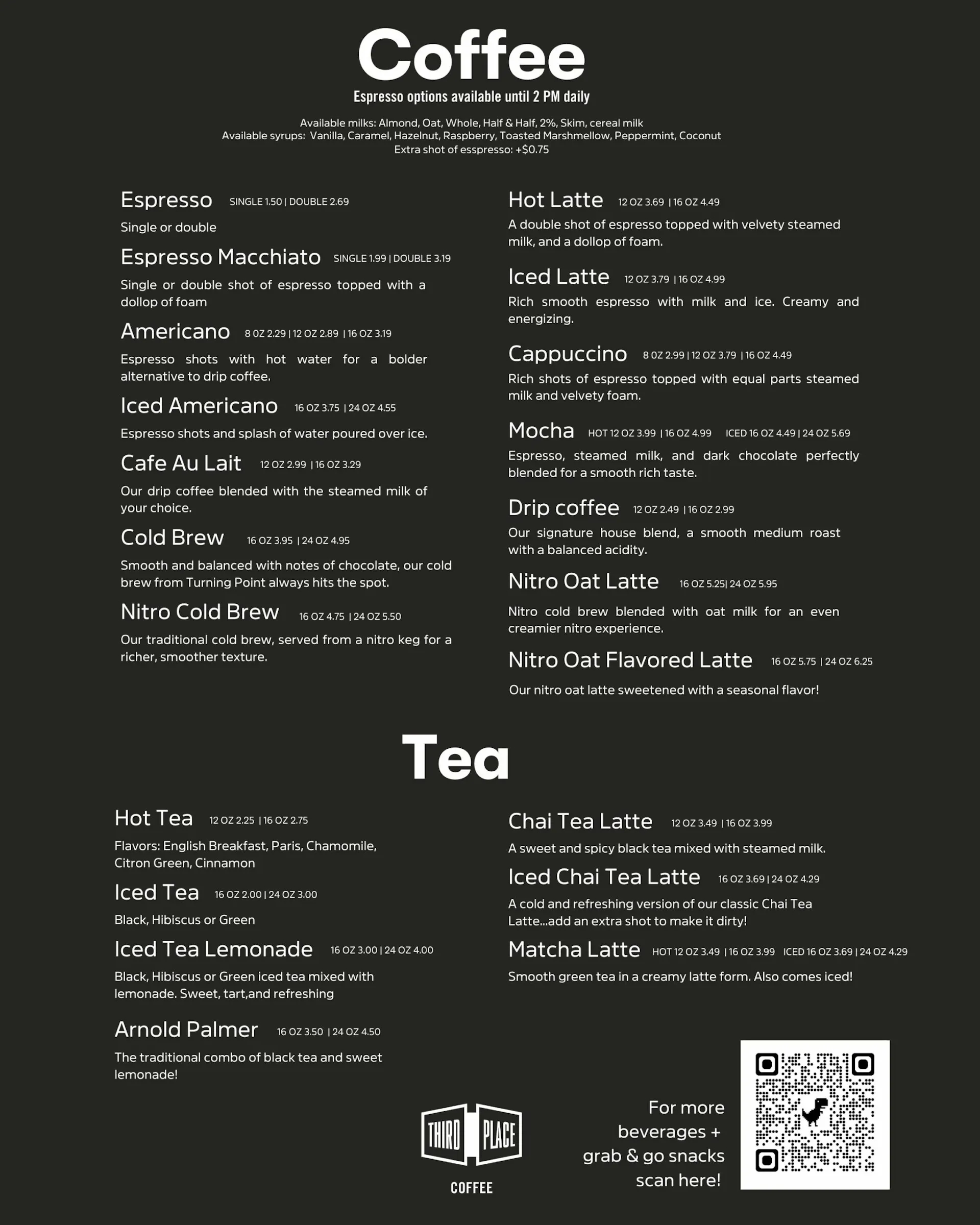 MENUS - Third Place | Half Full Brewery