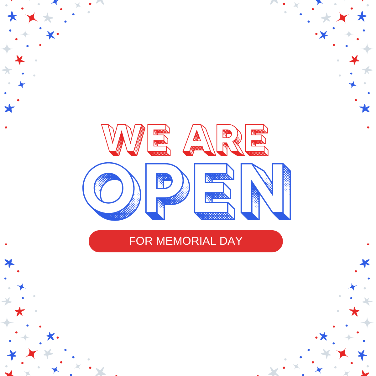 Red Retro We Are Closed Memorial Day Flyer