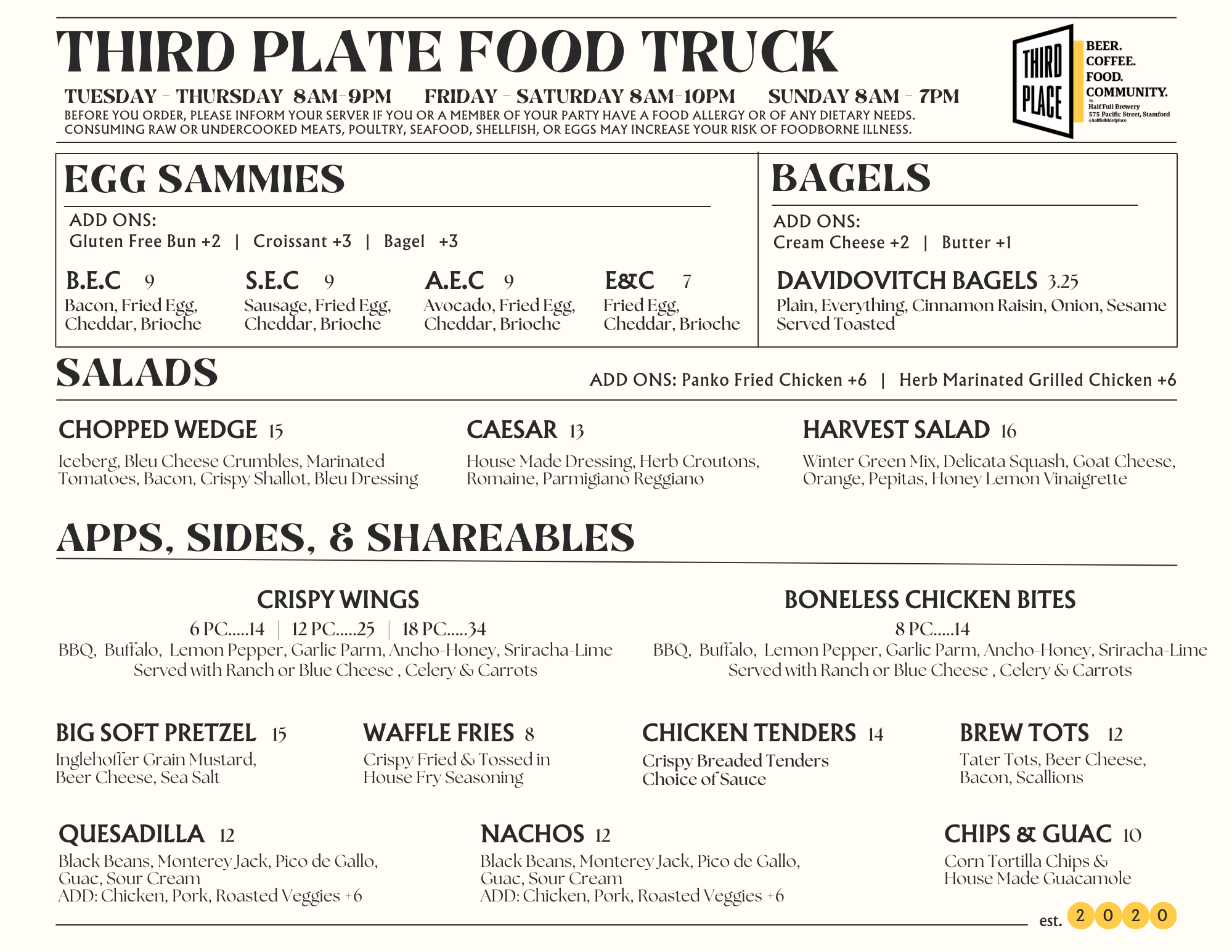 THIRD PLATE APPS, SALADS, BREAKFAST