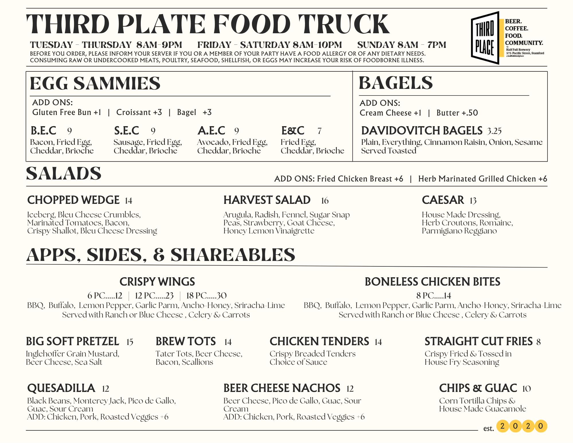 THIRD PLATE APPS, SALADS, BREAKFAST