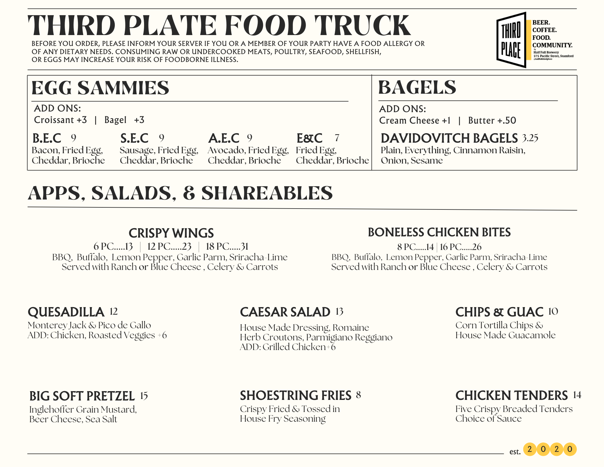 THIRD PLATE APPS, SALADS, BREAKFAST