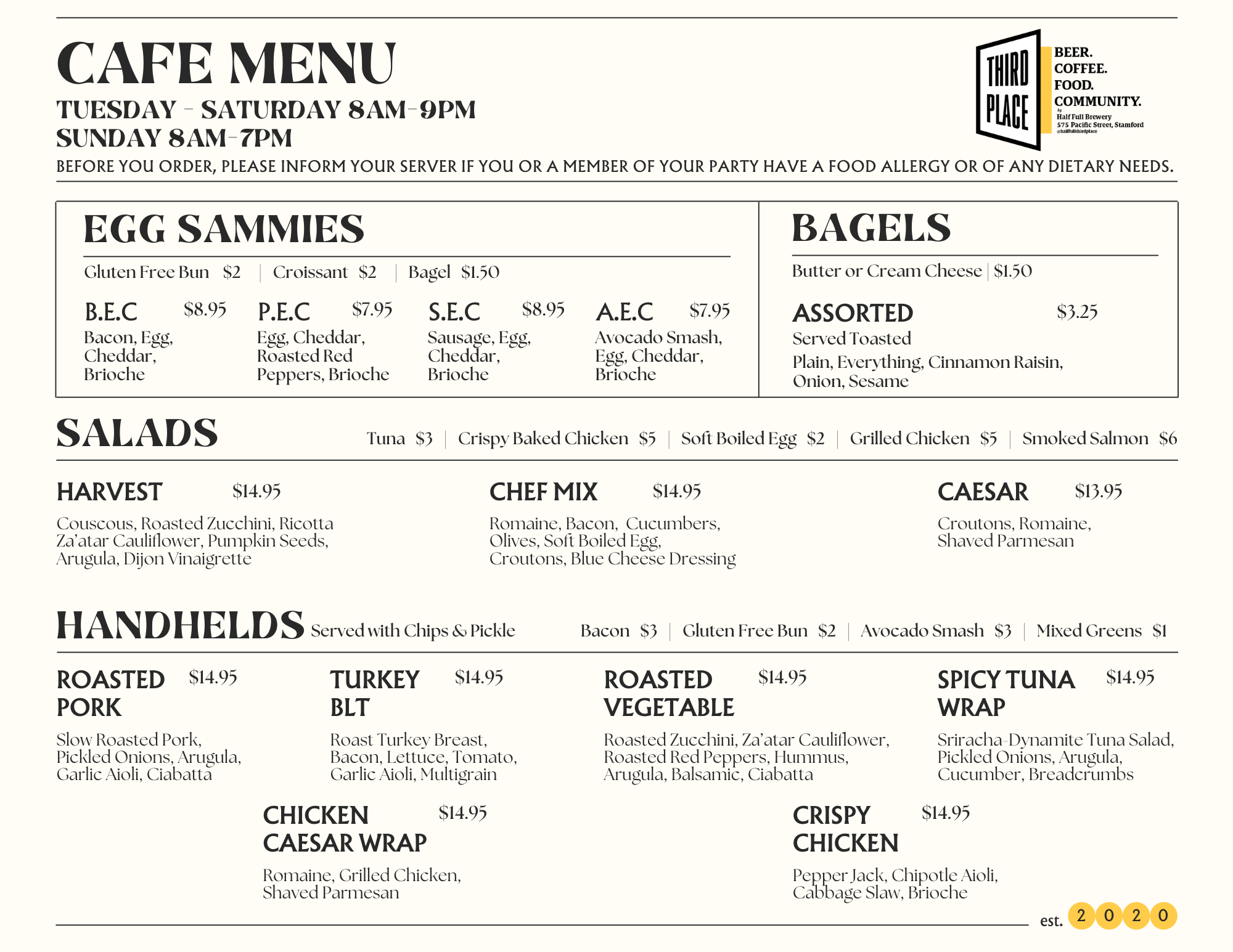 TRIMMED UP CAFE MENU