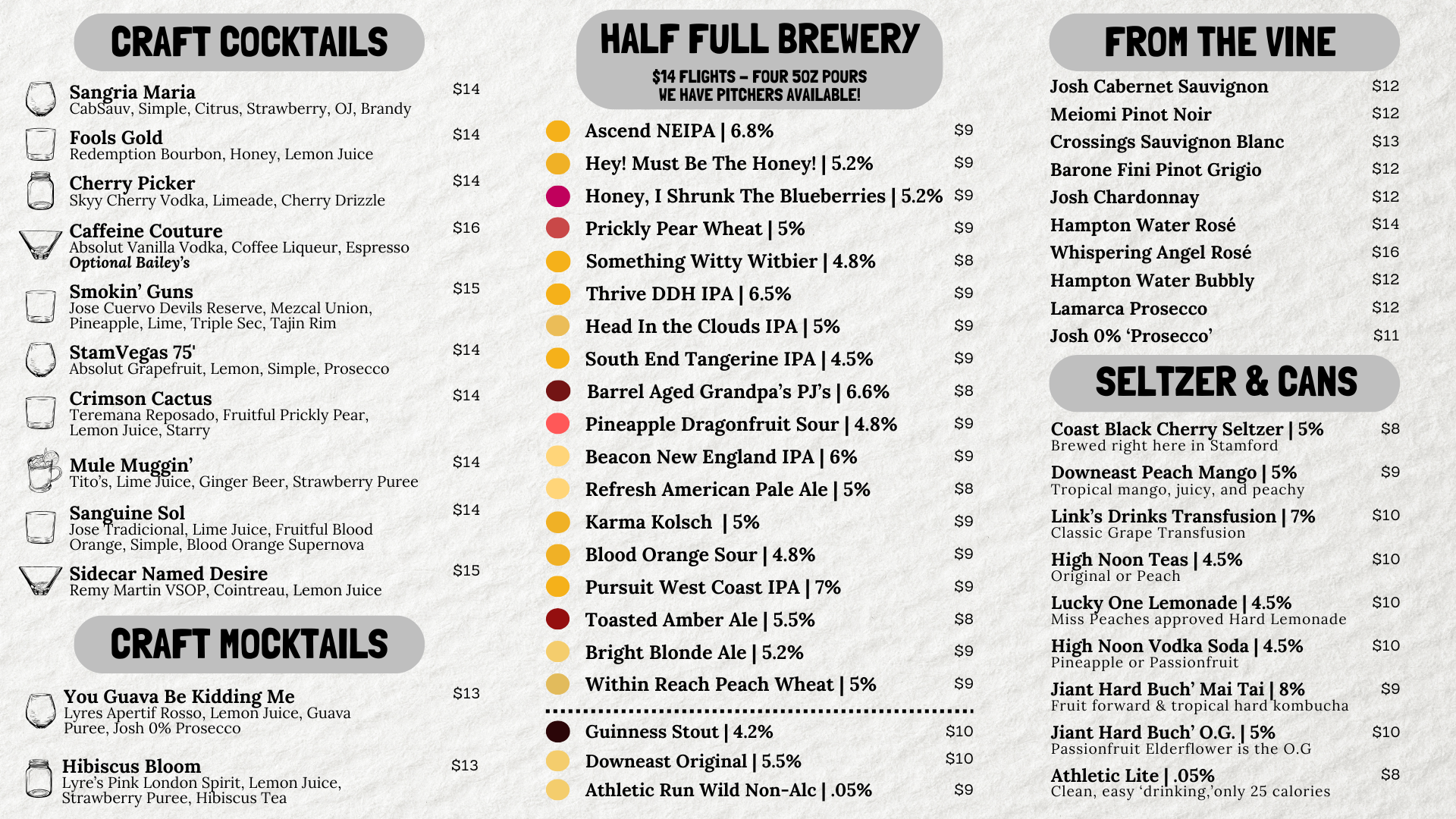 MENUS - Third Place | Half Full Brewery