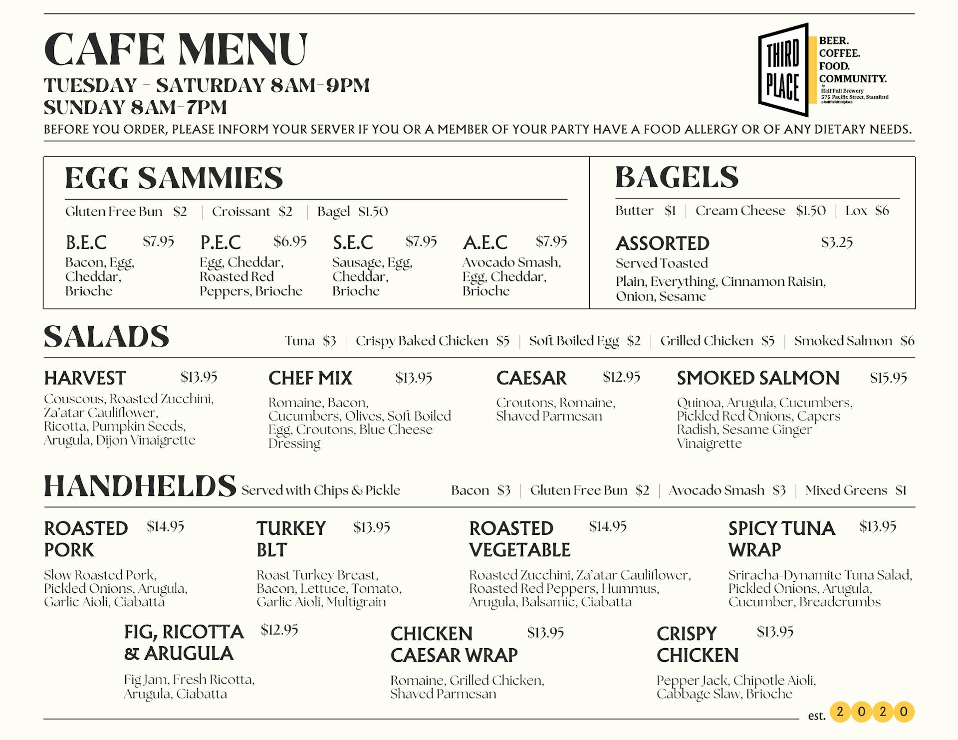 Third Place Menu V2.0 Front