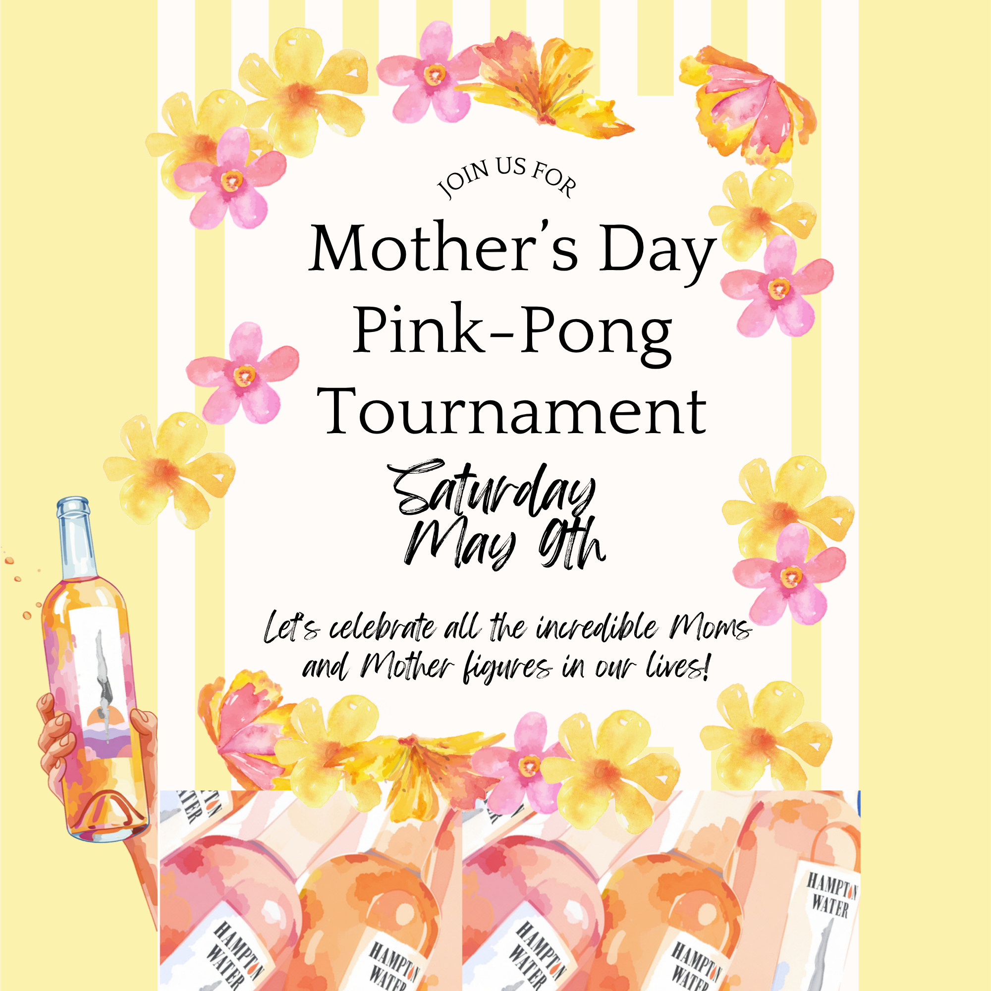 Yellow Floral Stripes Mother’s Day Brunch Flyer