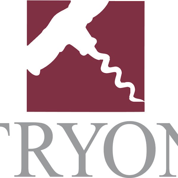 Tryon Distributing logo- white corkscrew on a maroon background