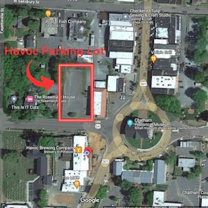 Parking map for Havoc Brewing in Pittsboro NC