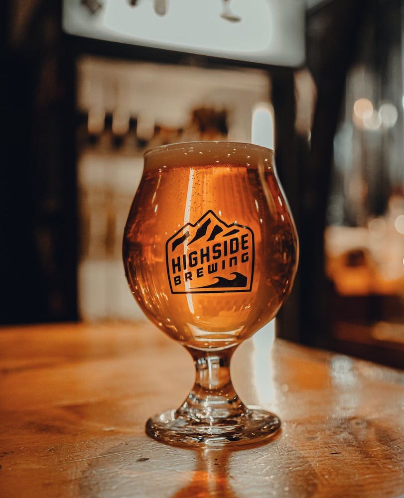Beer in a glass in the taproom