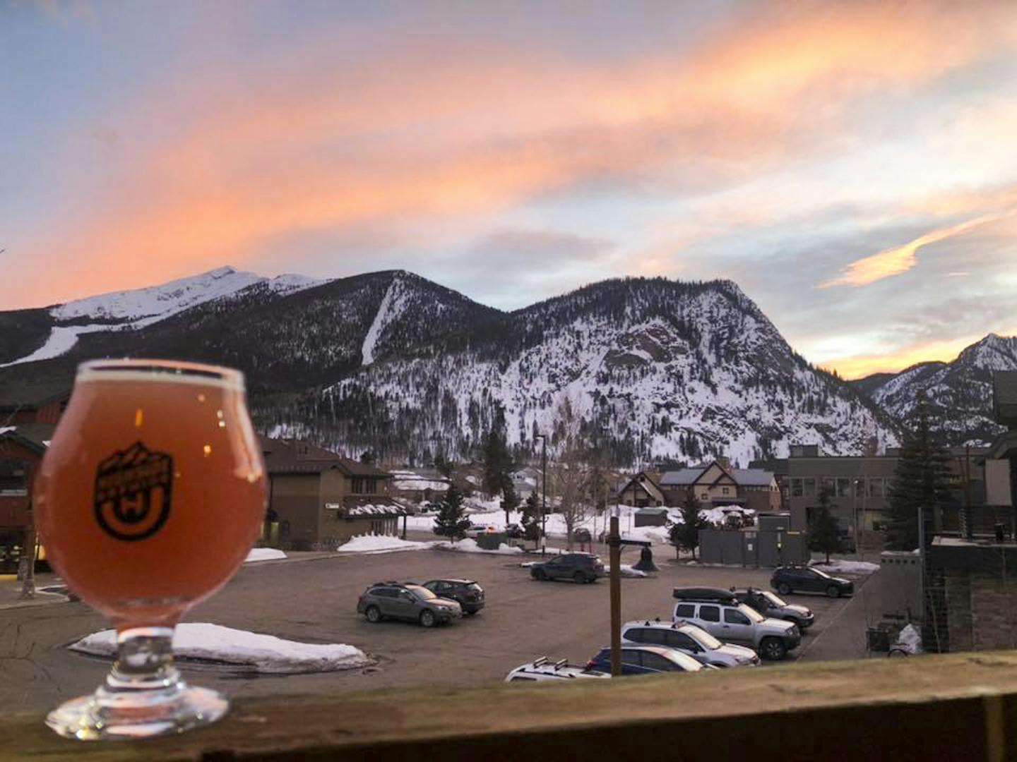Beer with a view of the upstairs balcony