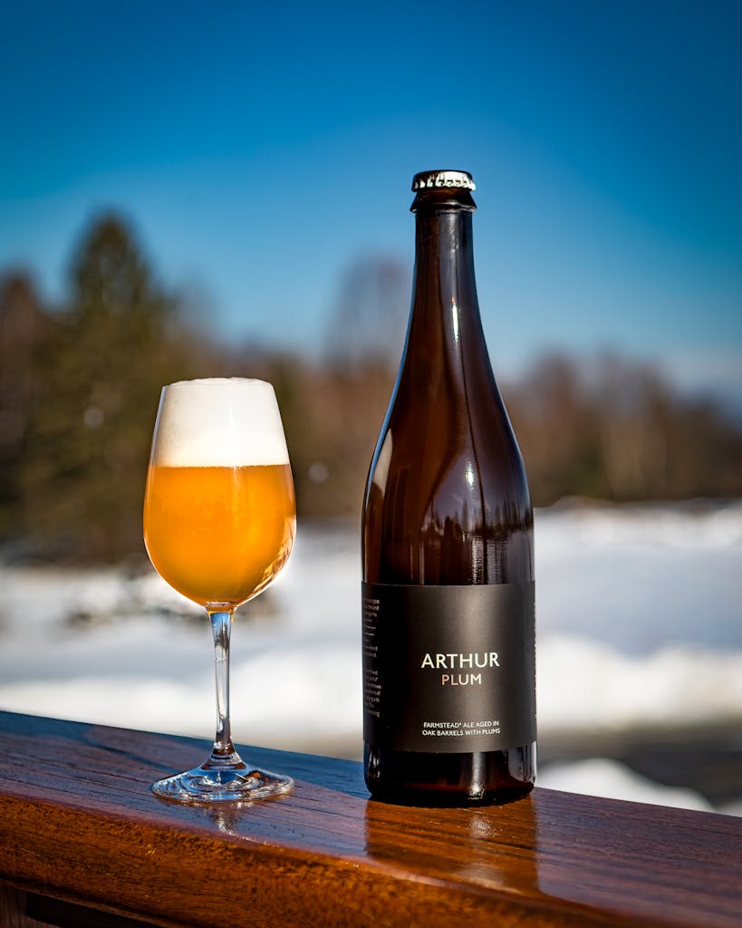 Bottle and glass of Arthur Plum