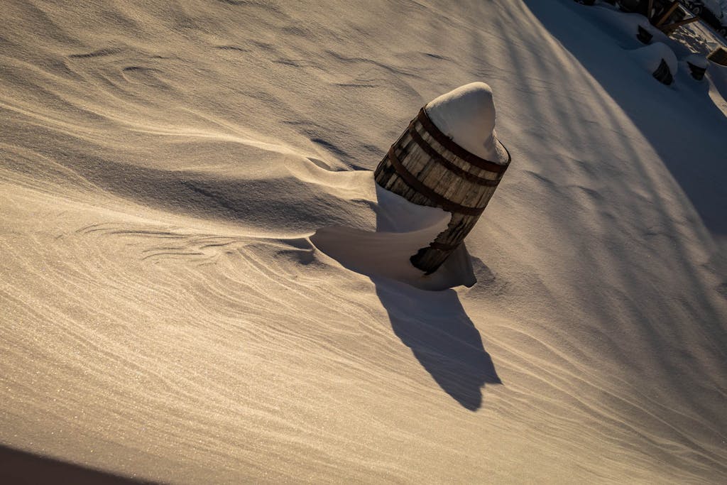 Accent barrels in winter