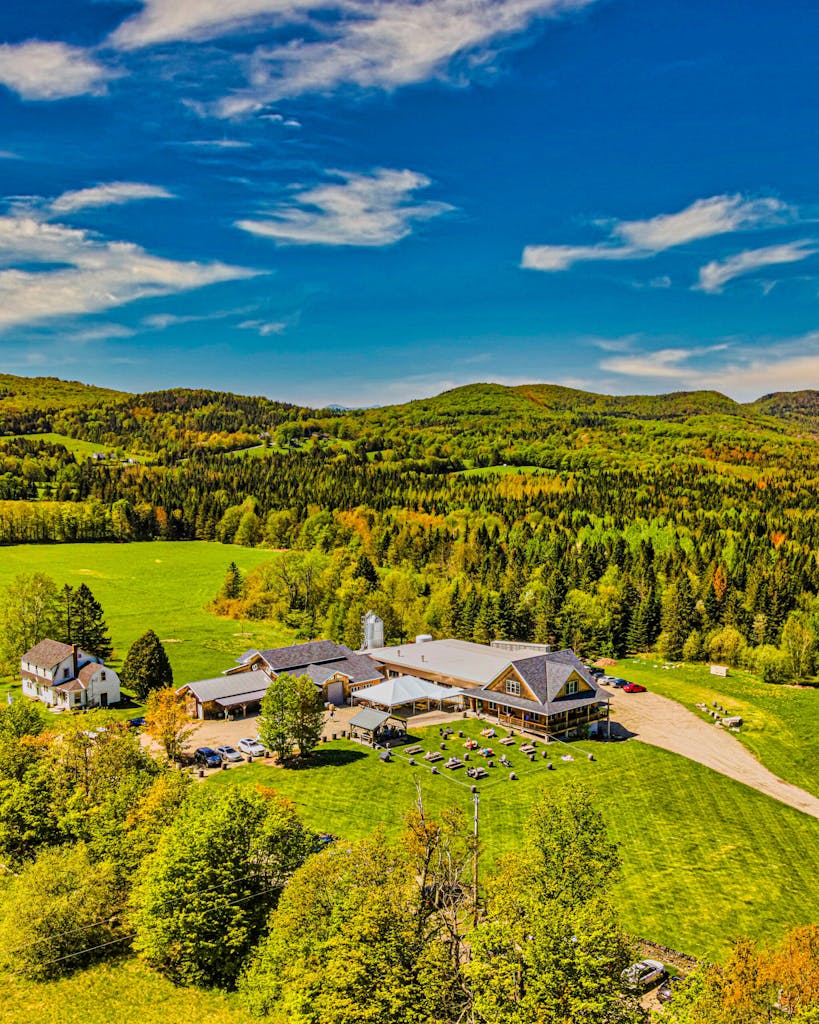 late summer aerial of brewery