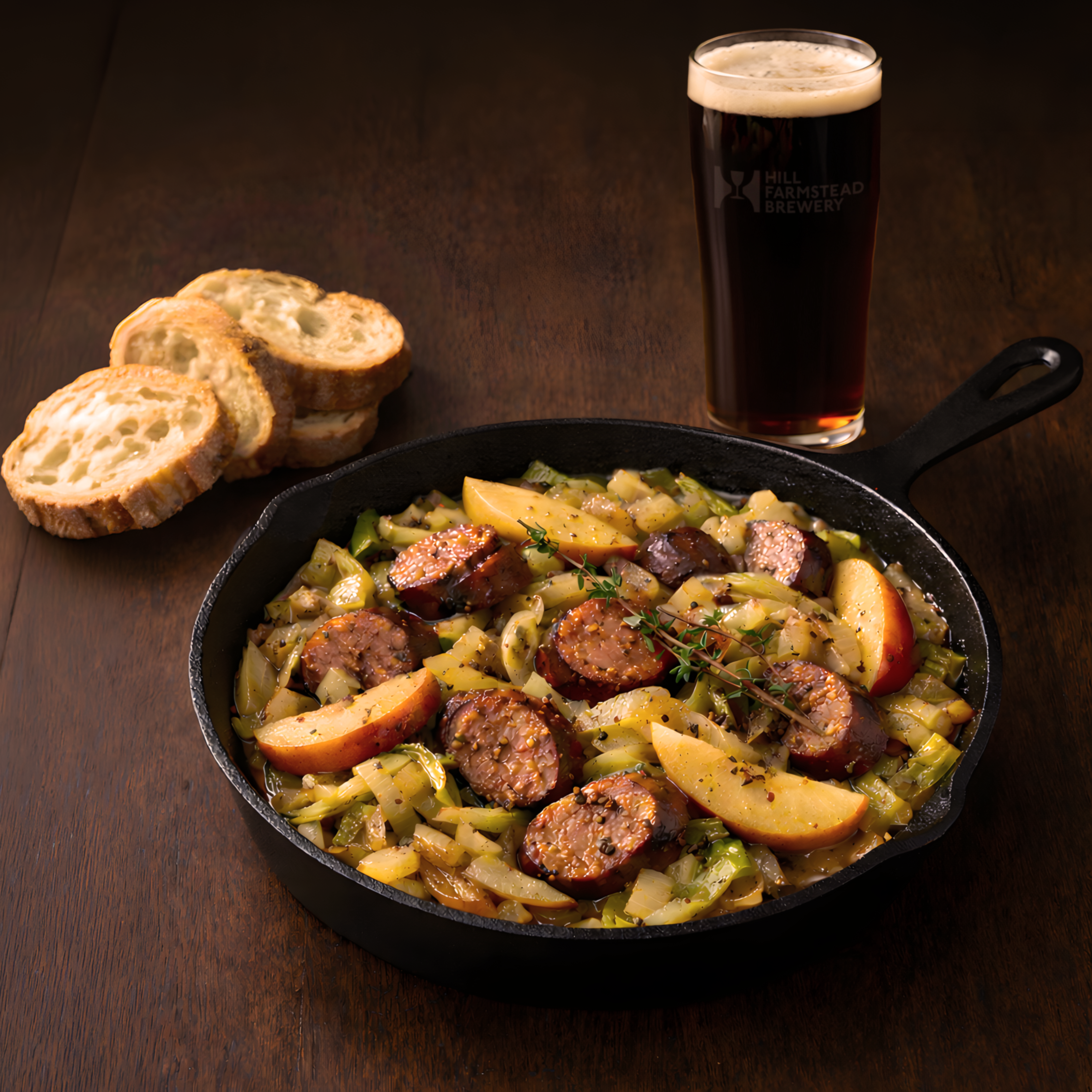 Bob’s Pairing Corner: George + Smoky Sausage, Cabbage & Apple Skillet