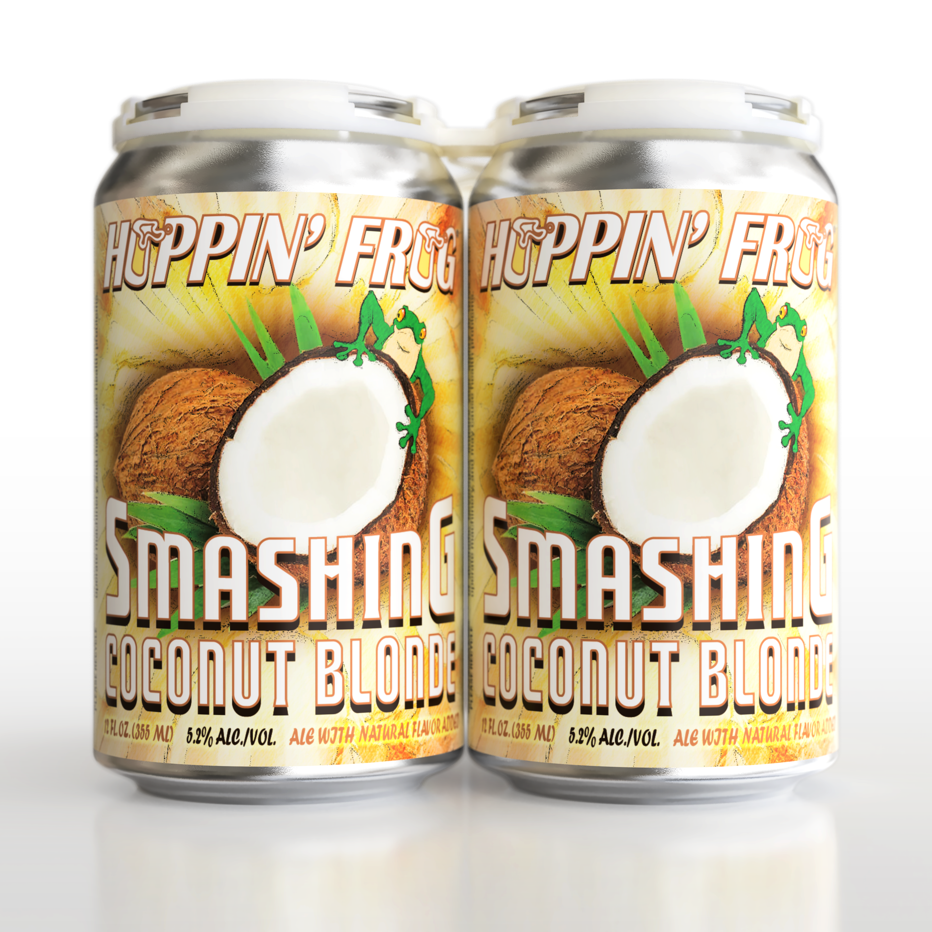4-pack 12-ounce can rendering of Smashing Coconut Blonde Ale