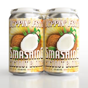 4-pack 12-ounce can rendering of Smashing Coconut Blonde Ale