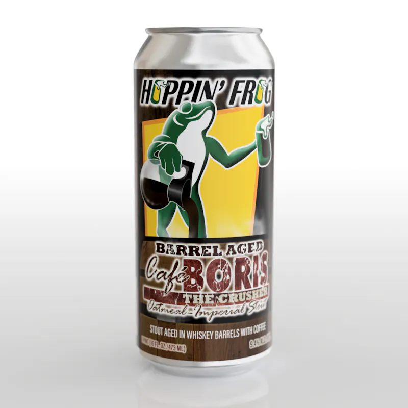Bourbon Barrel-Aged Cafe B.O.R.I.S. The Crusher Oatmeal Imperial Stout by Hoppin' Frog Brewing Co
