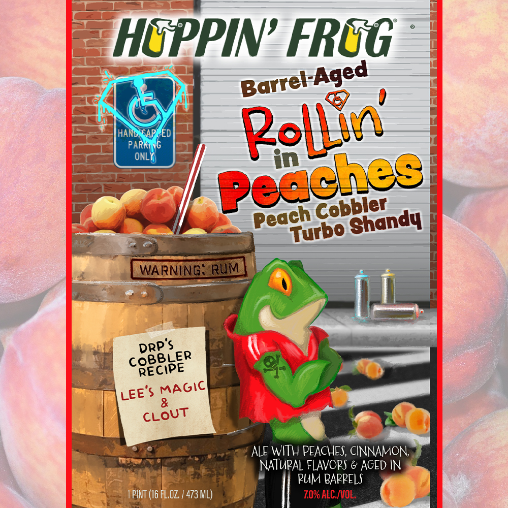 *BREWERY ONLY RELEASE!!!*  Rum Barrel-Aged Rollin’ in Peaches Peach Cobbler Turbo Shandy