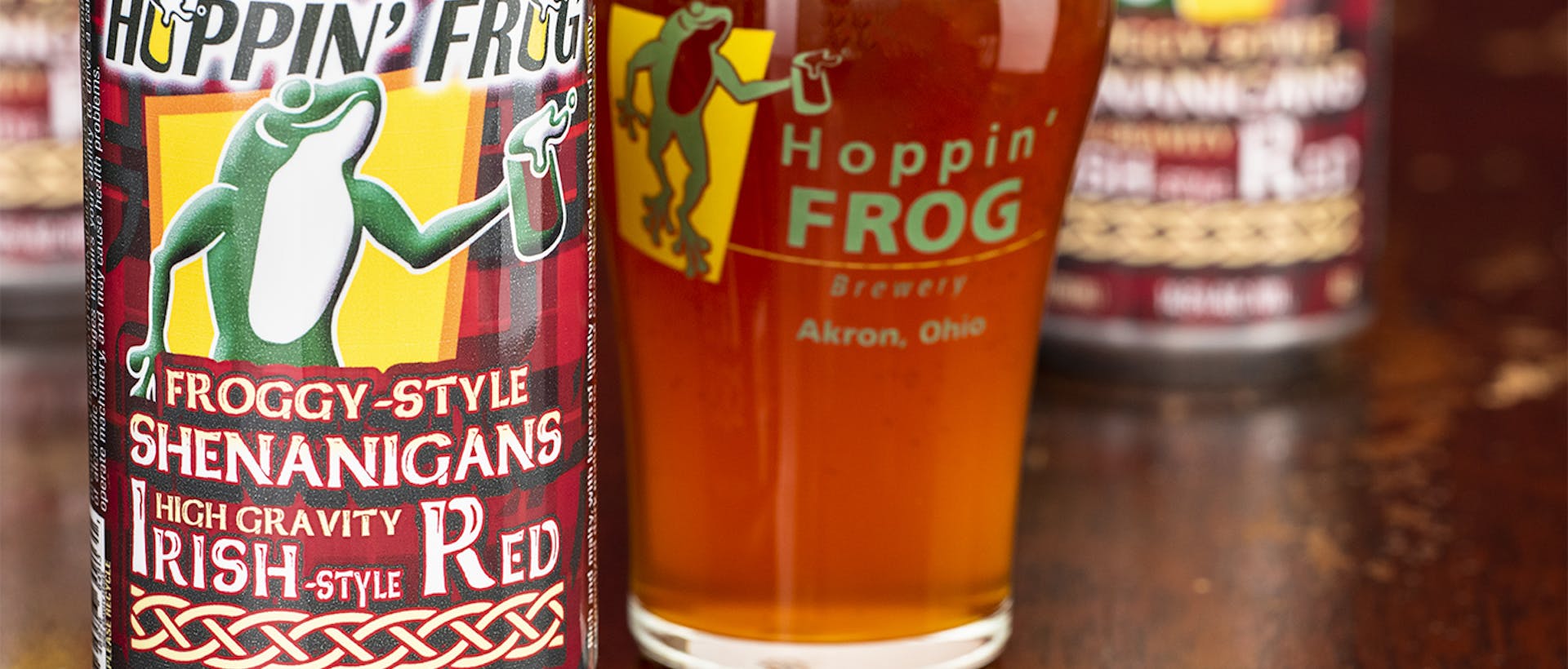HF_Froggy Style Shenanigans Irish style red ale_downward close up_2023 with healing copy
