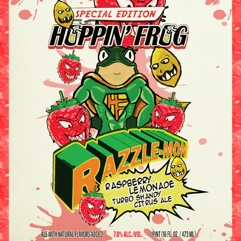 Razzle-Mon Raspberry Lemonade Turbo Shandy Citrus Ale by Hoppin' Frog Brewing Co