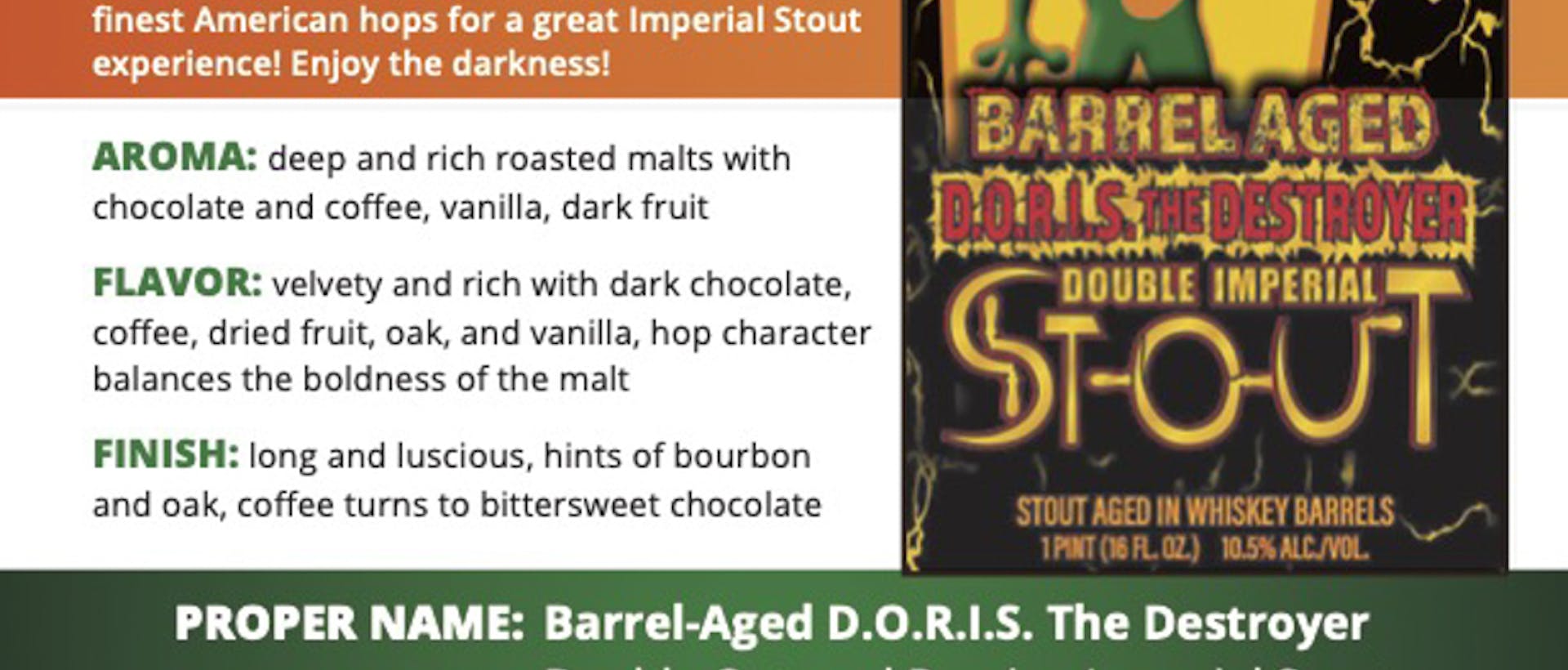 HF_Sell Sheet - Barrel-Aged Series - Barrel-Aged D.O.R.I.S. The Destroyer (updated 01-27-2022)