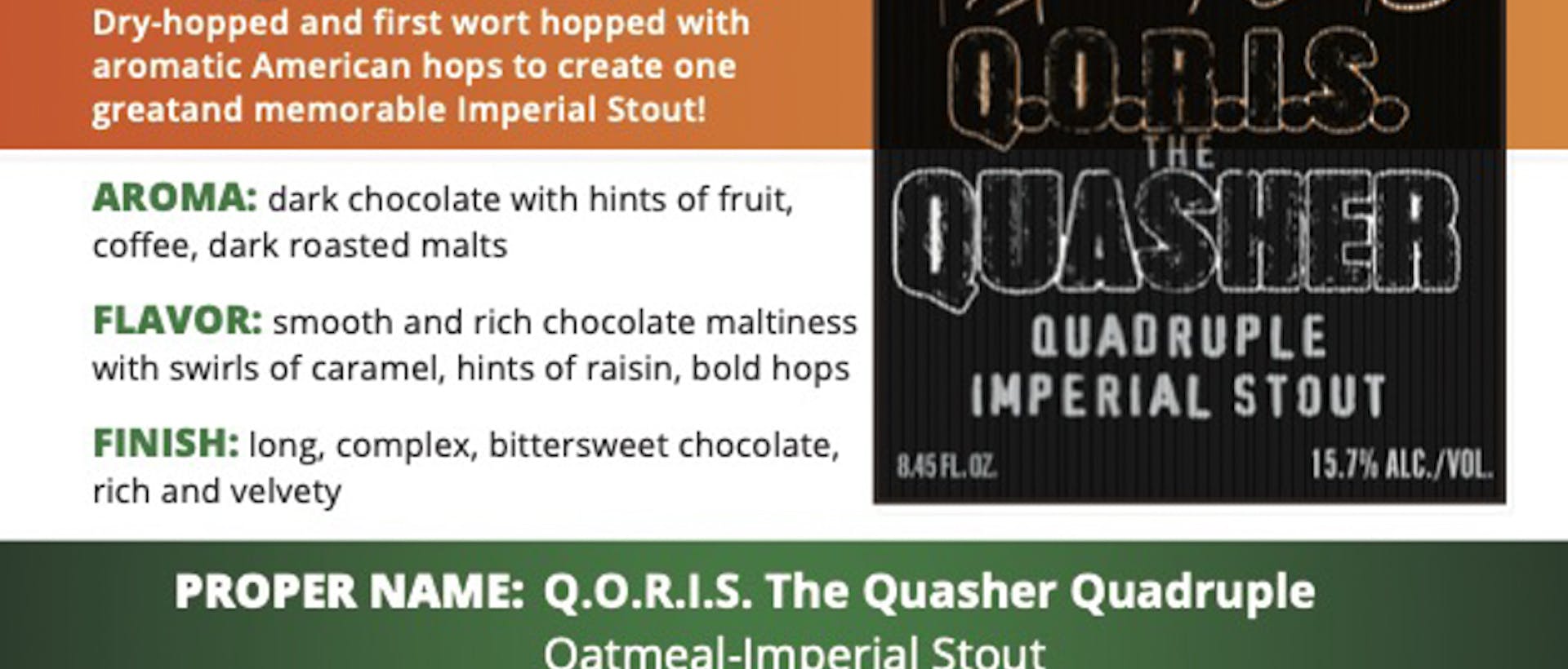 HF_Sell Sheet - High Gravity Series - Q.O.R.I.S.The Quasher Quadruple Oatmeal Imperial Stout (updated 01-13-22)