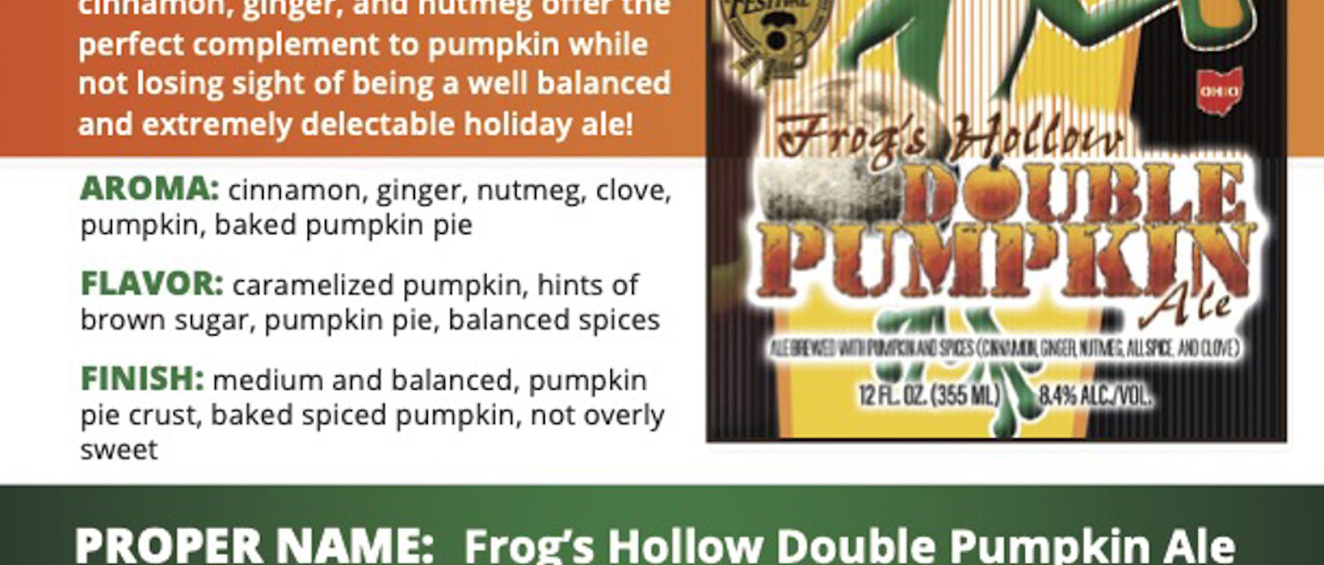 HF_Sell Sheet - Seasonal Series - Frogs Hollow Double Pumpkin Ale (updated 03-14-22)