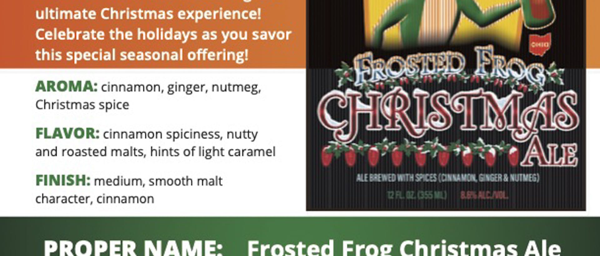 HF_Sell Sheet - Seasonal Series - Frosted Frog Christmas Ale (updated 10-19-2022)