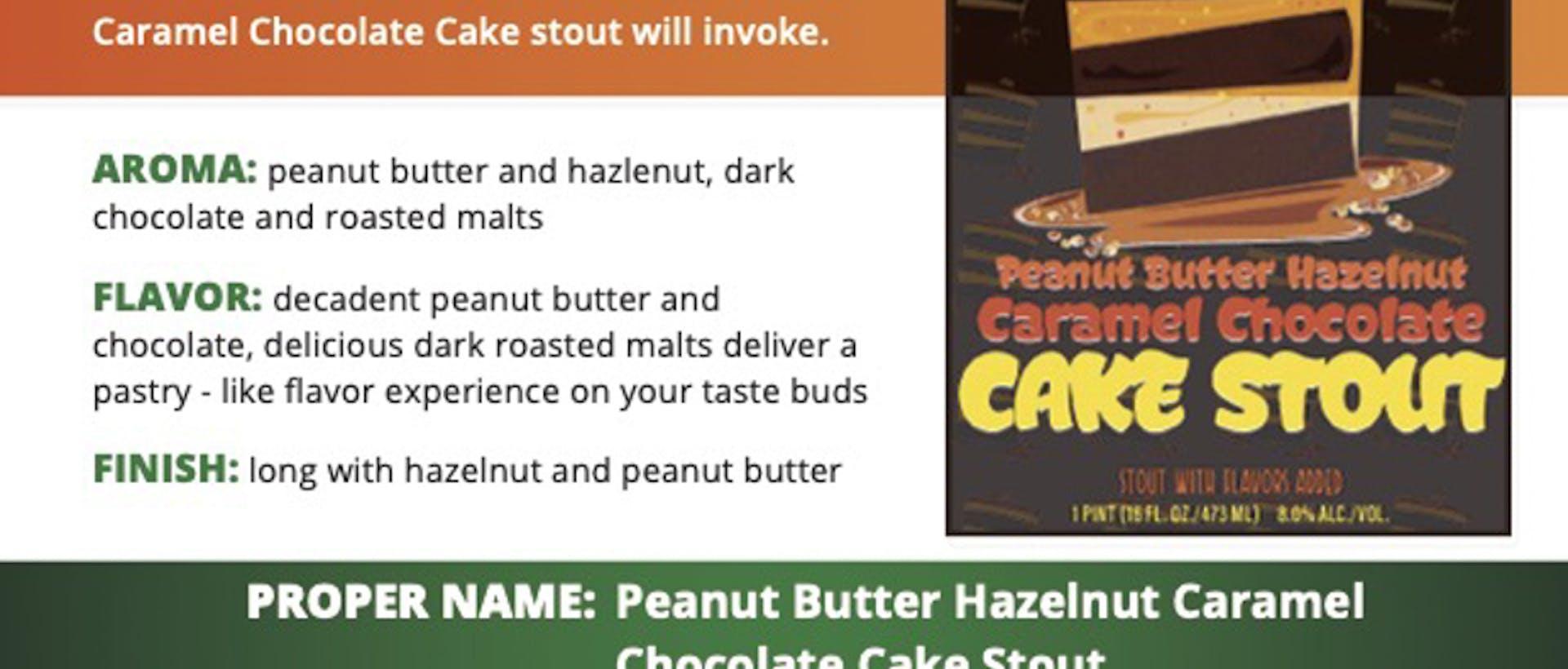 HF_Sell Sheet - Tadpole Series - Peanut Butter Hazelnut Caramel Chocolate Cake Stout (updated 06-10-2022)