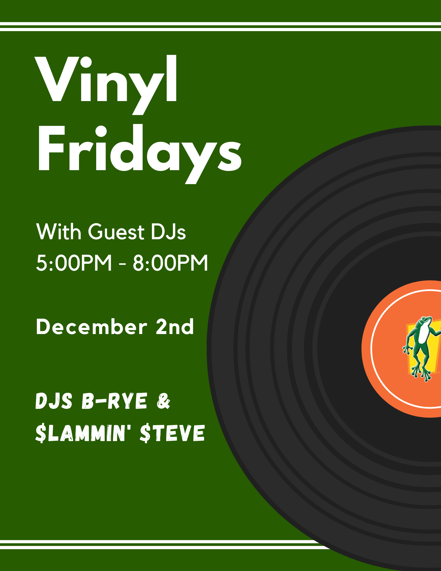 Vinyl Nights December 2nd 5pm to 8pm