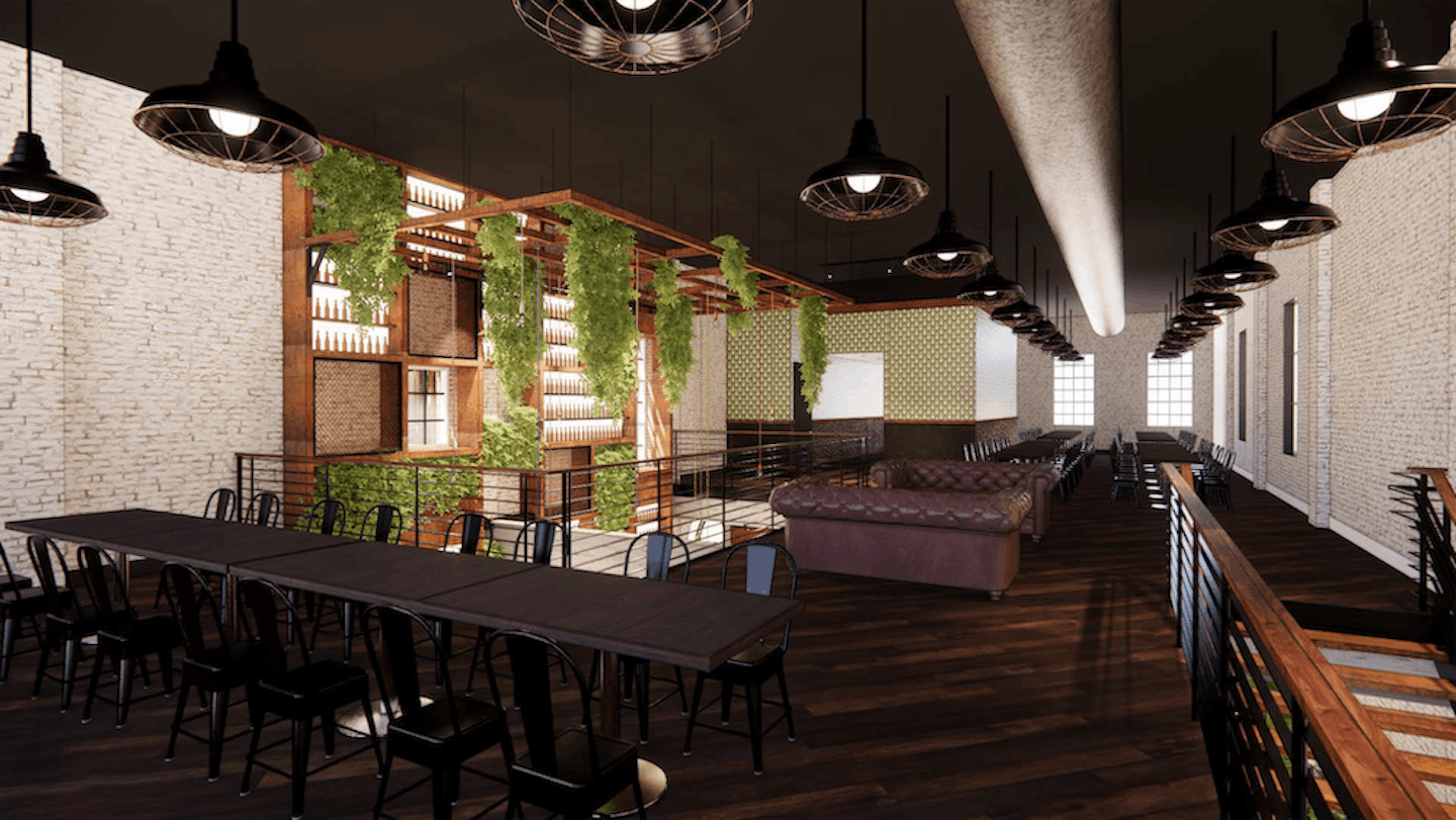 Render of the upstairs event space