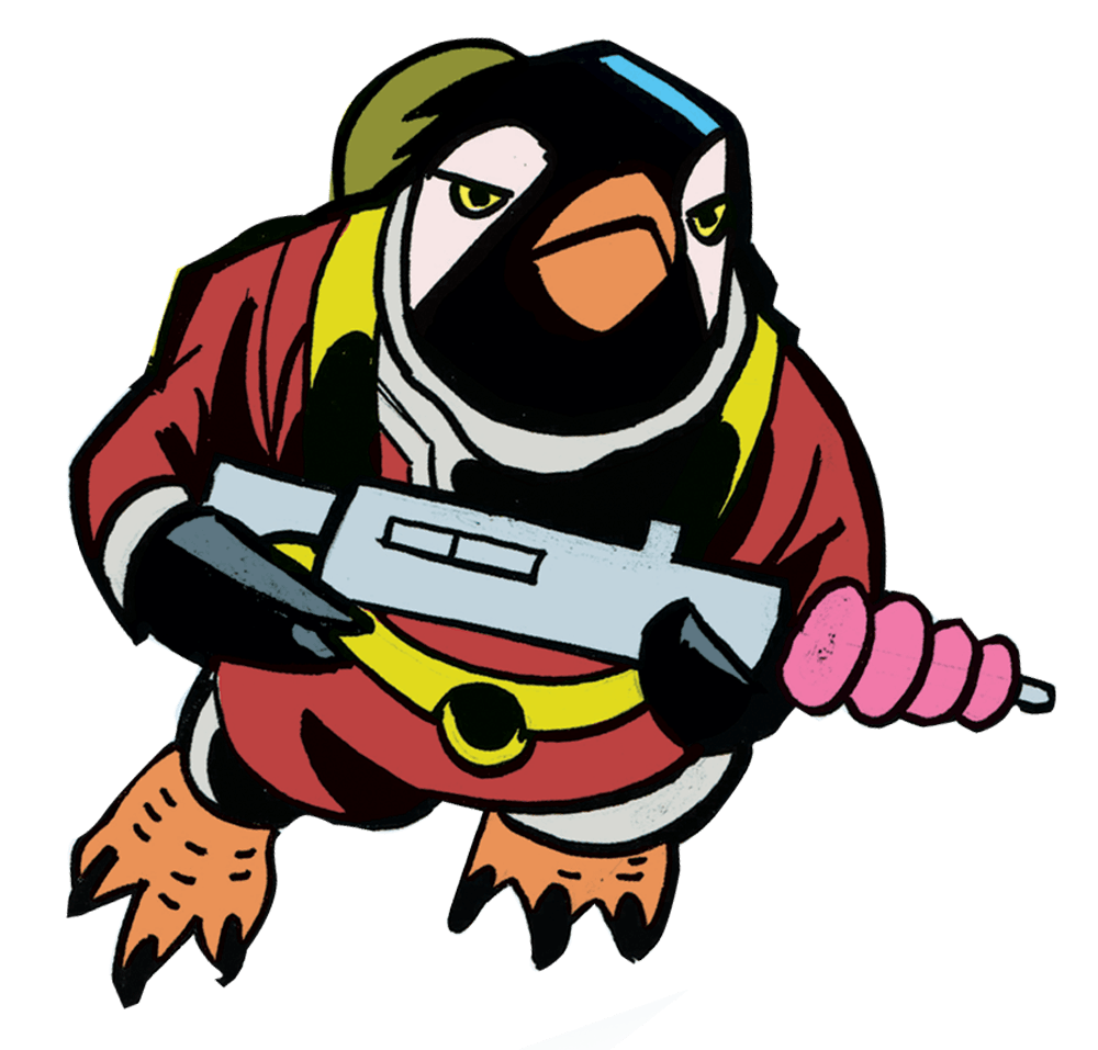 penguin in space graphic