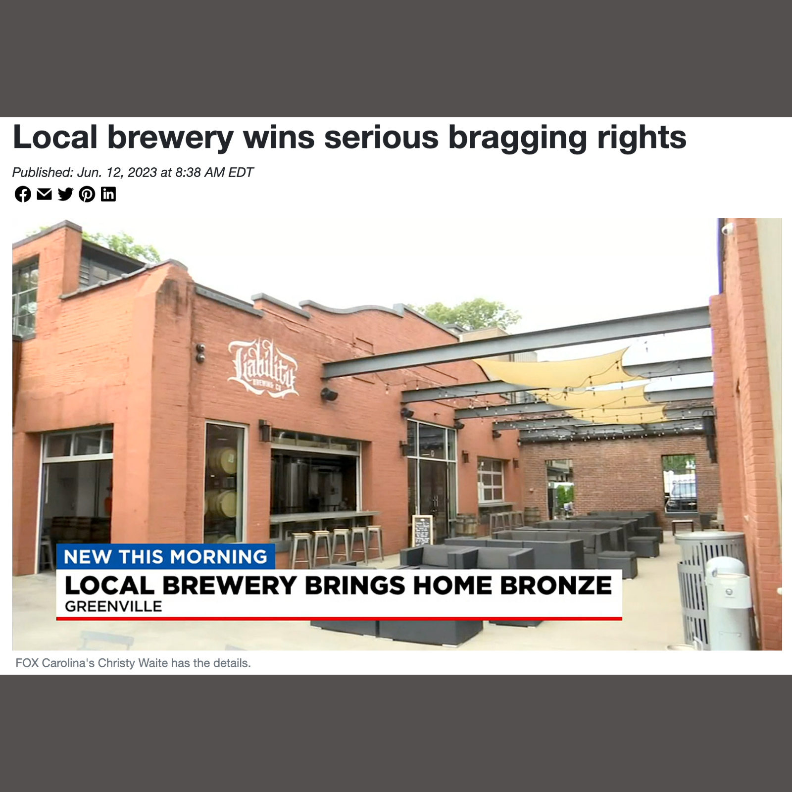 Local brewery wins serious bragging rights