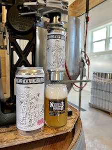 Picture of crowlers and glass of Future of What Hazy Session IPA