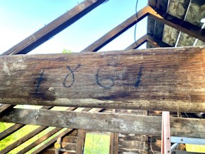 Picture of beam, with hand-written '1861'